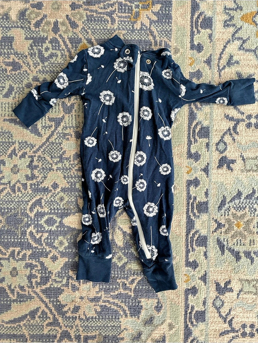 Owlivia newborn Printed Footie - Dandelion Floral Footie